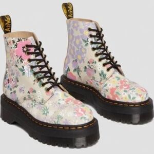 NWOT Dr Martens Sinclair Floral Mash Up Leather Platform Boots Size 6